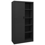 Armoire de bureau coulissante moderne et robuste 90 x 40 x 180 cm en acier anthracite 02_0046821
