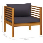 vidaXL Chaise de jardin avec coussins gris foncé Bois d'acacia massif