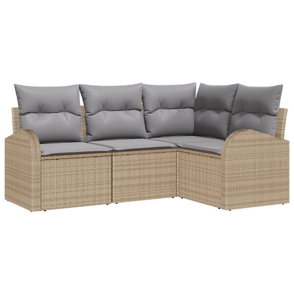 Ensemble de canapé de jardin 4 pièces vidaXL avec coussins Beige Poly Rattan