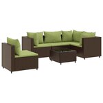 vidaXL Salon de jardin 6 Pièces avec coussins Marron Résine tressée