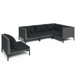 vidaXL Salon de jardin 5 Pièces avec coussins Résine tressée Gris foncé