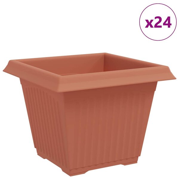 vidaXL Pot de Fleurs Carré 24 Pièces Rouge brique 28 5 x 28 5 x 22 cm