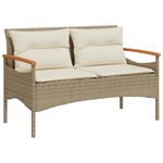 vidaXL Banc de jardin avec coussins 116x62 5x74cm beige résine tressée