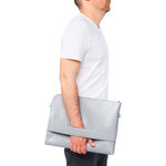 Grande Pochette Zippée Pour Ordinateur 14'' - Gris - 100  Cuir - Homme - Ordinateur - Renfort En Mousse - Double Porté - Draeger paris