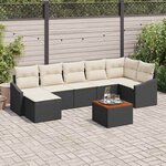 vidaXL Ensemble de canapé de jardin avec coussin 8 Pièces Noir Poly rotin