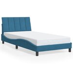 vidaXL Cadre de lit avec LED sans matelas Hanko bleu 100x200 cm velours