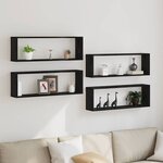 vidaXL Étagère murale avec étagère 4 Pièces Chêne Noir 80 x 15 x 26 cm