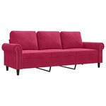 vidaXL Canapé à 3 places Rouge bordeaux 180 cm Velours