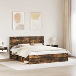 vidaXL Cadre de lit Chêne fumé 180 x 200 cm Bois de pin massif