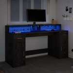 vidaXL Bureau avec porte Chêne noir 160 x 55 x 91 cm Bois d'ingénierie