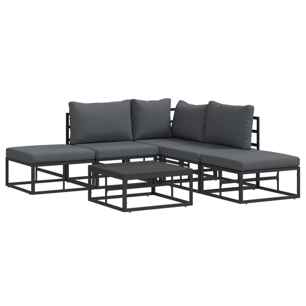 vidaXL Ensemble de canapé de jardin 6 Pièces Noir 70 x 70 x 32 cm