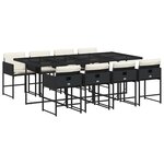 vidaXL Ensemble à manger de jardin 9Pièces coussins noir résine tressée