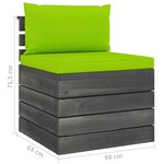 vidaXL Canapé de milieu palette de jardin avec coussins Bois de pin