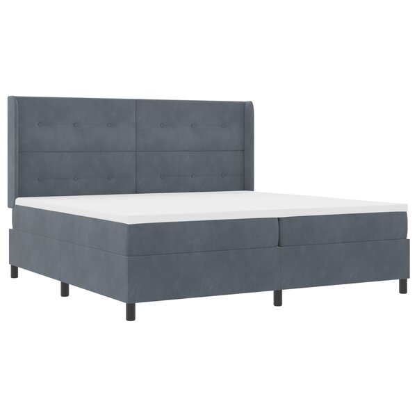 Lit à ressort vidaXL avec matelas et LED gris foncé 200x200 cm en velours