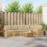 vidaXL Ensemble de canapés d'extérieur 7 Pièces Blanc et Beige
