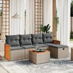 vidaXL Salon de jardin 6 Pièces avec coussins gris résine tressée