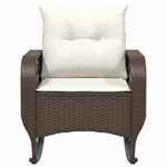 vidaXL Chaise à bascule de jardin avec coussins marron résine tressée
