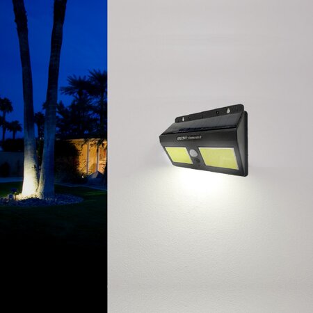 Applique murale solaire led noire 1.2w ip65 avec détecteur de mouvement - blanc froid 6000k - 8000k - silamp