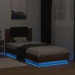 vidaXL Cadre de lit tête de lit et lumières LED chêne marron 100x200cm