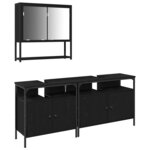 vidaXL Ensemble de mobilier de salle de bain avec étagère 3 Pièces Noir