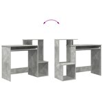 vidaXL Bureau gris Effet béton Panneau de particules Moyen Rangement