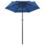 vidaXL Parasol à 3 niveaux avec mât en aluminium Bleu azuré 2 m