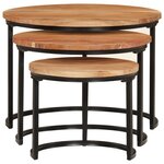vidaXL Tables gigognes 3 Pièces bois massif d'acacia