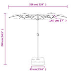 vidaXL Parasol de jardin à double tête avec LED terre cuite 316x240 cm