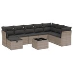 vidaXL Salon de jardin 9 Pièces avec coussins gris résine tressée