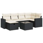 vidaXL Salon de jardin 7 Pièces avec coussins noir résine tressée