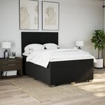 vidaXL Sommier à lattes de lit avec matelas Noir 140x190 cm Tissu