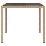 vidaXL Table de jardin 90x90x75cm Verre trempé et résine tressée Beige