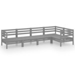 vidaXL Salon de jardin 5 Pièces Bois de pin massif Gris