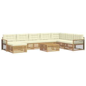 vidaXL Ensemble de canapés d'extérieur 9 Pièces Blanc et crème