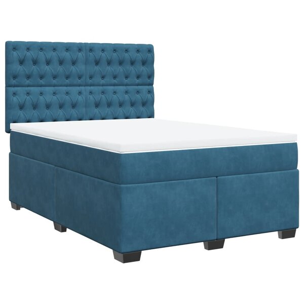 vidaXL Sommier à lattes de lit et matelas bleu 140x200 cm velours