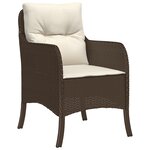 vidaXL Ensemble de salle à manger de jardin 3 pièces avec coussins marron en rattan poly