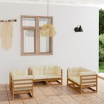 vidaXL Salon de jardin 6 Pièces avec coussins Bois de pin massif