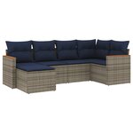 vidaXL Salon de jardin 6 Pièces avec coussins gris résine tressée