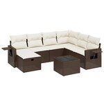 vidaXL Salon de jardin 8 Pièces avec coussins marron résine tressée