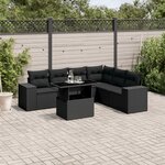 vidaXL Salon de jardin 7 Pièces avec coussins noir résine tressée