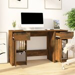 vidaXL Bureau avec armoire latérale Chêne fumé Bois d'ingénierie