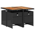 vidaXL Ensemble à manger de jardin coussins 5Pièces Noir Résine tressée