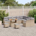 vidaXL Ensemble de canapé de jardin 12 Pièces Beige Poly rotin