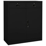 Armoire de bureau avec 2 étagères réglables rangement dossiers 90 x 40 x 102 cm en acier noir 02_0046909