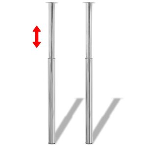 vidaXL Pieds de table télescopique 2 Pièces Chrome 710 mm - 1100 mm