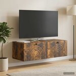 vidaXL Meuble TV mural Chêne fumé 99 x 41 x 30 cm Bois d'ingénierie
