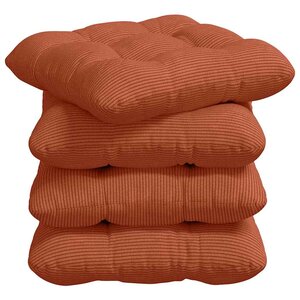 vidaXL Coussins de siège 4 pc Tissu en velours côtelé Rouge orange