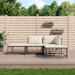 vidaXL Salon de jardin 4 Pièces avec coussins anthracite résine tressée