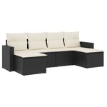 vidaXL Salon de jardin 6 Pièces avec coussins noir résine tressée