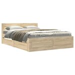 vidaXL Cadre de lit 2 Pièces Sonoma 137 x 188 cm Bois d'ingénierie